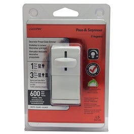 Light Dimmer Switch, 3-Way Slide, White, 600-Watt